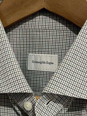Ermenegildo Zegna White Check Plaid Dress Shirt sz 16.5 - 42 - L